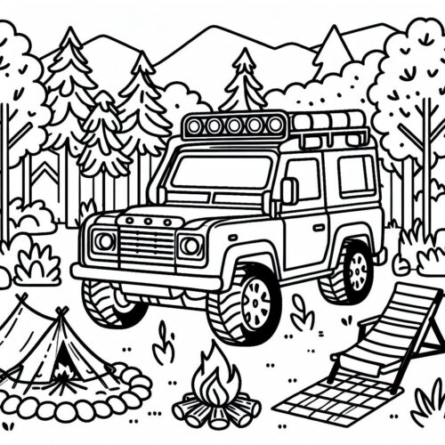 4x4 vehicle parked at a campground