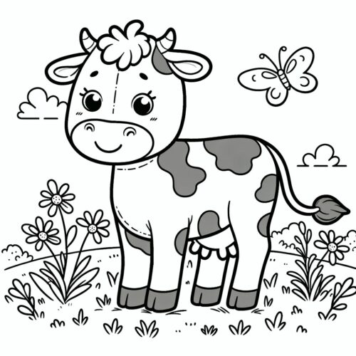 Printable cow coloring template for kids